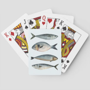 Group of Four Fish Playing Cards