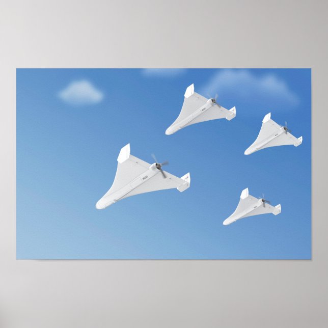 Group of four military drones poster (Front)