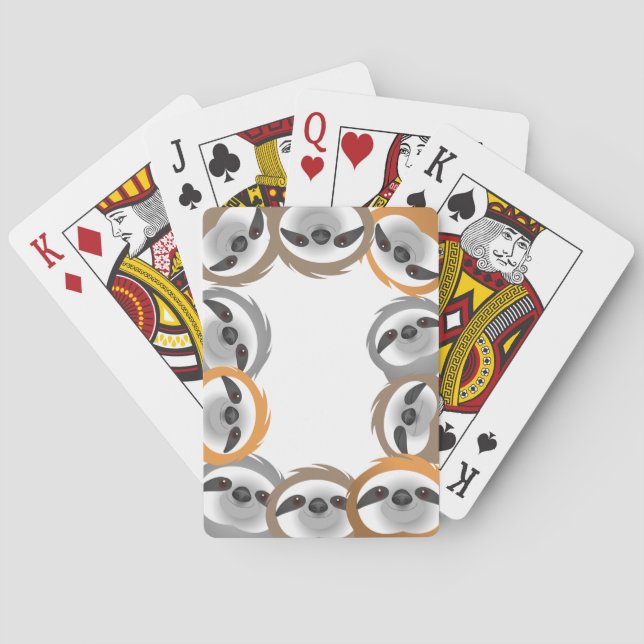 Group of Friendly Sloths Playing Cards (Back)