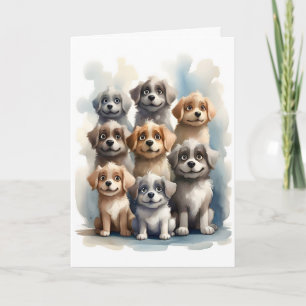 Group of Happy Dogs Portrait Blank Greeting Card