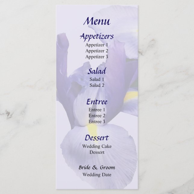 Group of Japanese Irises Wedding Menu (Front)