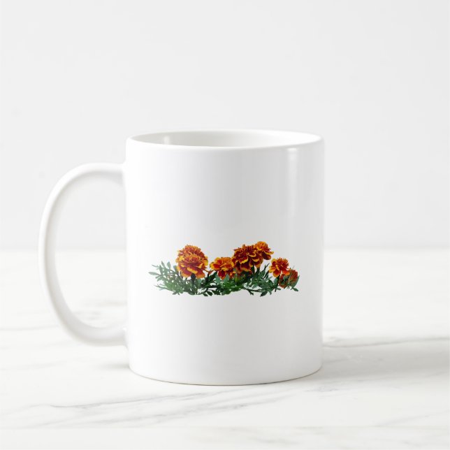 Group of Orange Marigolds With Yellow Tips Coffee Mug (Left)