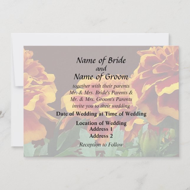 Group of Orange Marigolds With Yellow Tips Invitation (Front)