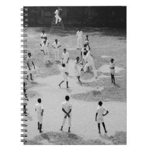 GROUP OF PEOPLE PLAYING BASEBALL NOTEBOOK