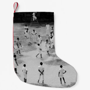 GROUP OF PEOPLE PLAYING BASEBALL SMALL CHRISTMAS STOCKING