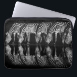 Group of Plains Zebra Drink Together at Night Laptop Sleeve<br><div class="desc">Africa,  East Africa,  Kenya,  Great Rift Valley,  Olkirimatian Conservancy,  plains zebra,  Equus quagga.  A group of plains zebra drink together at night.  B & W</div>
