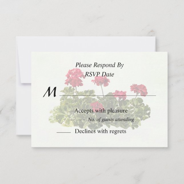 Group of Red Geraniums RSVP Card (Front)