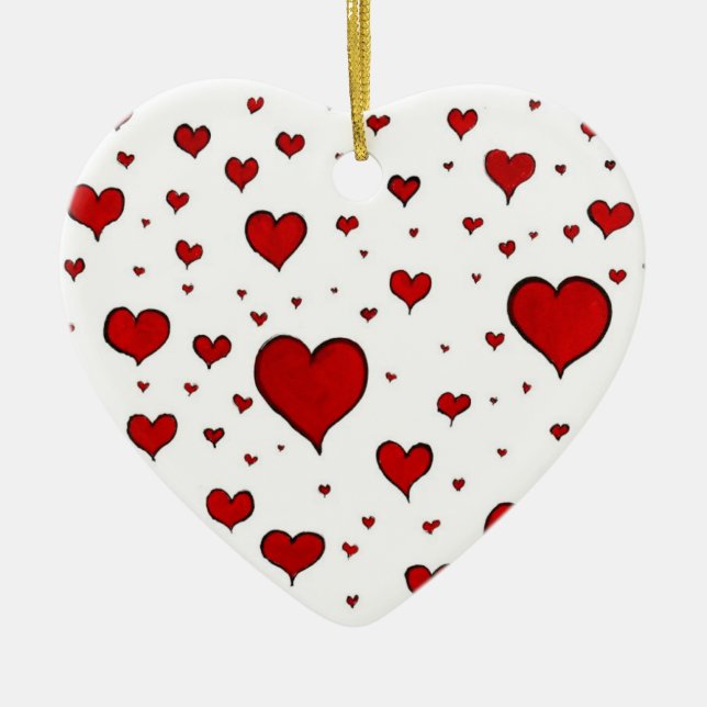 Group of Red Hearts Christmas Ornament (Front)