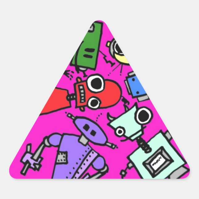 Group of robots 5 triangle sticker (Front)