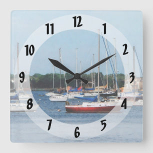 Group of Sailboats Newport RI Square Wall Clock