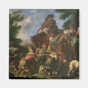 Group of shepherds with a horse magnet
