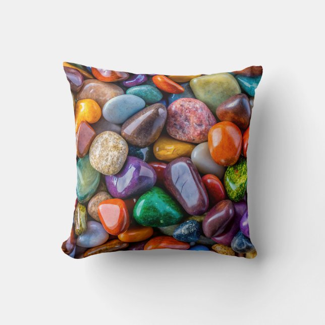 Group of Shiny Polished Coloured Rocks Cushion (Front)