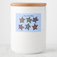 Group of Six Bright Colourful Abstract Turtles Blu