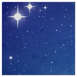 Group of small cute ducks on a blue sky with stars fabric