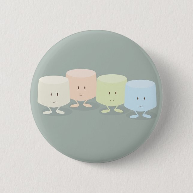 Group of smiling marshmallows 6 cm round badge (Front)