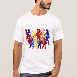 Group of standing stick figures finger painting re T-Shirt
