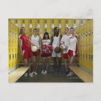 Group of teenage girls (15-17) standing in postcard