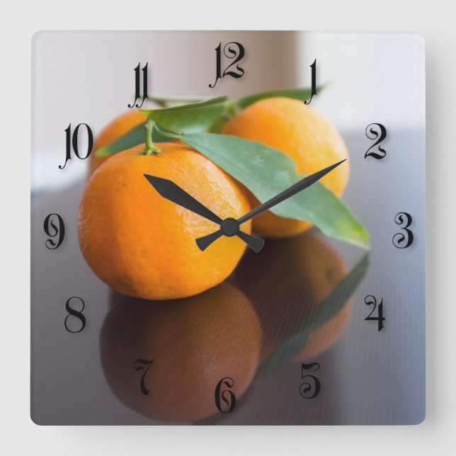 Group of the fresh tangerines square wall clock (Front)