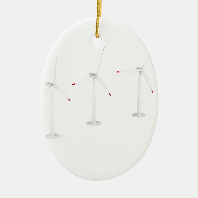 Group of wind turbines ceramic tree decoration (Front)
