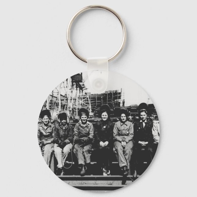 Group of Women Welders During World War Two Key Ring (Front)