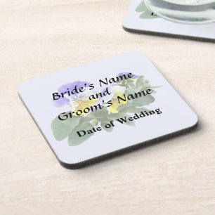 Group Of Yellow And Purple Pansies Wedding Product Coaster