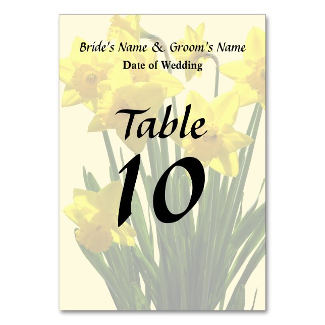 Group of Yellow Daffodils Table Number (Front)