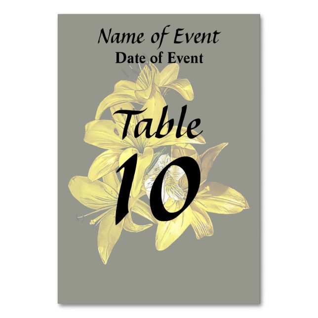 Group of Yellow Lilies Table Number (Back)