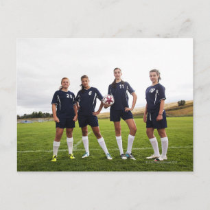 group portait of teen girl soccer players postcard
