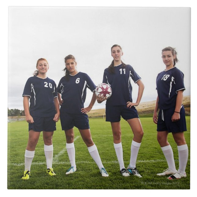 group portait of teen girl soccer players tile (Front)