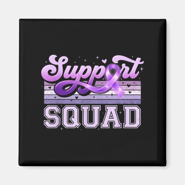 Group purple ribbon team support squad alzheimer’s magnet (Front)