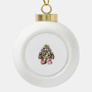 Group Santa Reindeer Elf Bernedoodles As Christmas Ceramic Ball Christmas Ornament