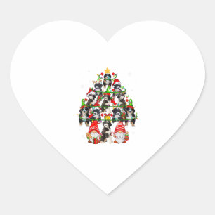 Group Santa Reindeer Elf Bernedoodles As Christmas Heart Sticker