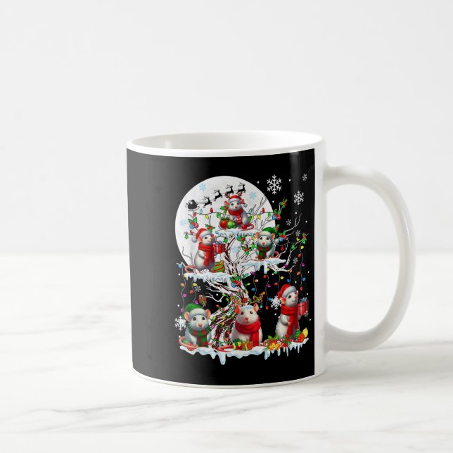 Group Santa Reindeer Elf Rats On Tree Christmas Sn Coffee Mug (Right)