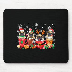 Group Santa Reindeer Pugs In Coffee C Christmas Mouse Pad