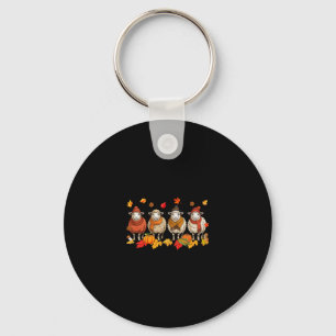 Group Sheeps Thanksgiving Fall Leaves Pumpkins Far Key Ring