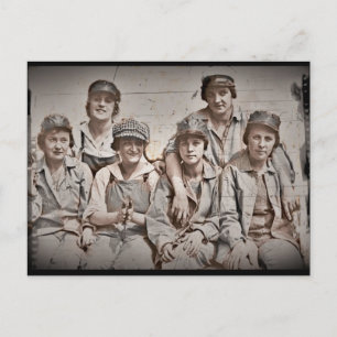 Group Shipyard Workers on Wharf Postcard