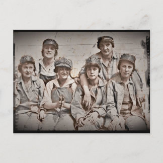 Group Shipyard Workers on Wharf Postcard