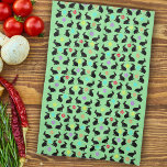 Group Spring Black Sitting Rabbits Flowers on Gree Tea Towel<br><div class="desc">This kitchen hand towel is green with a group of sitting spring time rabbits wearing colourful flowers around their necks with a sprinkling of different coloured flower petals.</div>