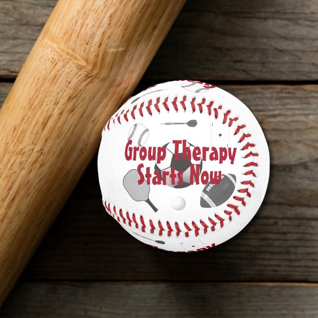 Group Therapy Starts Now Red Typography  Baseball (Creator Uploaded)