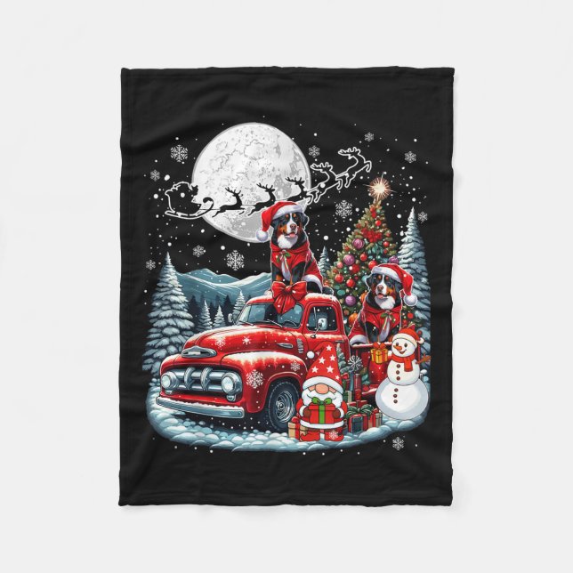 Group Xmas Gnome Santa Entlebucher Mountains On Ck Fleece Blanket (Front)