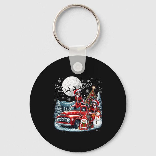 Group Xmas Gnome Santa Entlebucher Mountains On Ck Key Ring (Front)