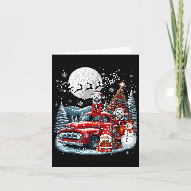 Group Xmas Gnome Snowman Santa Bichon Frises On Ck Card (Front)