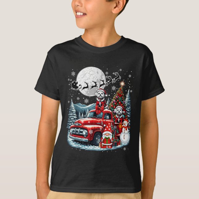 Group Xmas Gnome Snowman Santa Bichon Frises On Ck T-Shirt (Front)