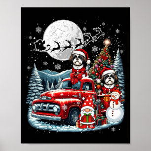 Group Xmas Gnome Snowman Santa Shih Tzus On Ckup T Poster