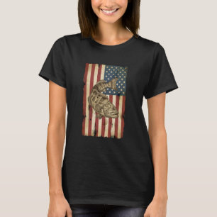 Grouper American Flag Patriotic Fishing USA Angler T-Shirt