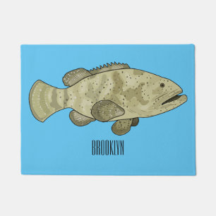 Grouper fish cartoon illustration doormat