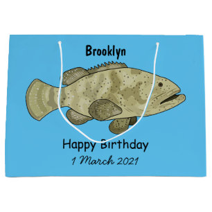 Grouper fish cartoon illustration large gift bag