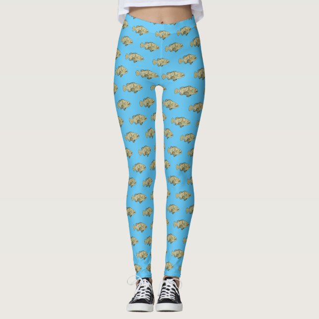 Grouper fish cartoon illustration leggings (Front)