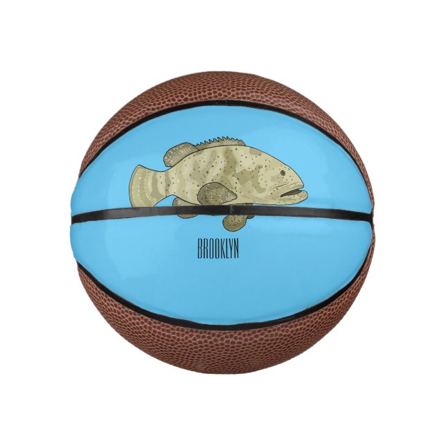 Grouper fish cartoon illustration mini basketball (Front)