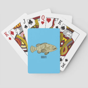 Grouper fish cartoon illustration playing cards
